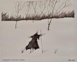 Landschaft mit invalider Scheuche